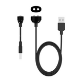 Sort magnetisk USB-ladekabel for sugevibrator, med to pin-kontakter og en USB-A-plugg.