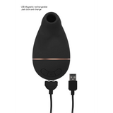 Sort, silkemyk sugevibrator med Airwave-teknologi, magnetisk USB-lading og rosegull detalj.
