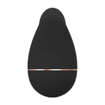 Sort, dråpeformet Kissable sugevibrator i medisinsk silikon med en elegant rosegull stripe.
