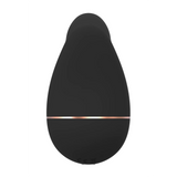 Sort, dråpeformet Kissable sugevibrator i medisinsk silikon med en elegant rosegull stripe.