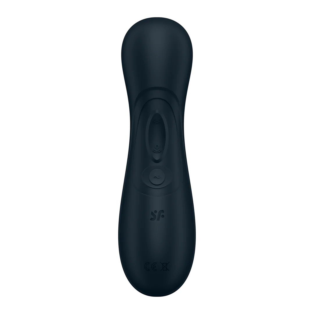 Svart Satisfyer Pro 2 Generation 3 luftpulsvibrator i silkemyk silikon med ergonomisk design og kontrollknapper.