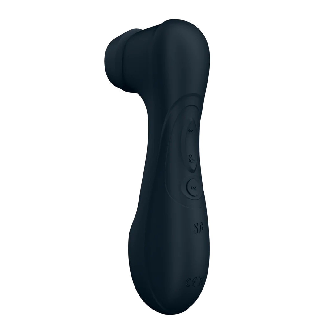 Svart Satisfyer Pro 2 Generation 3 luftpulsvibrator i silkemyk silikon med ergonomisk design og kontrollknapper.