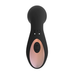 Svart silikon Air Pulse vibrator med G-punktstimulering og rosegull kontrollpanel.