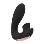 Svart, buet silikonvibrator med G-punktstimulering og Sonic Pulse-teknologi, med rosegullbase.