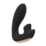 Svart, buet silikonvibrator med G-punktstimulering og Sonic Pulse-teknologi, med rosegullbase.