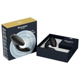 Womanizer Duo 2 svart klitoris- og G-punktstimulator i åpen eske med gull og svart design.