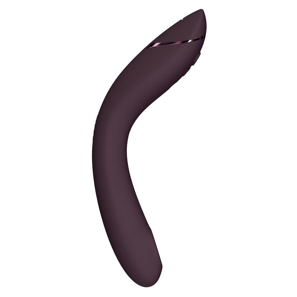 Womanizer OG G-punktvibrator i burgunderrød silikon med buet design og metalliske detaljer.