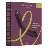Womanizer OG burgunderrød G-punktvibrator med Pleasure Air-teknologi, vist på esken.