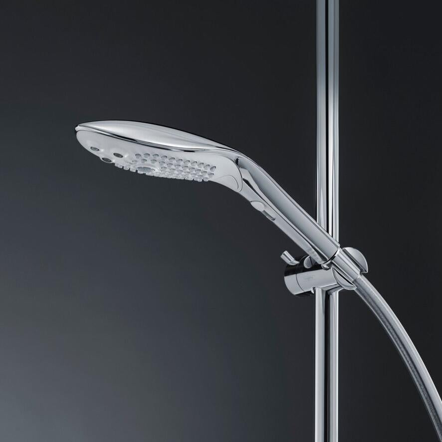 Womanizer Wave dusjhode i skinnende sølv krom, med ergonomisk design og justerbar stråleplate.