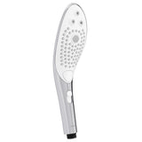 Womanizer Wave dusjhode i sølv med hvitt strålepanel, ergonomisk design og justerbar glidebryter.