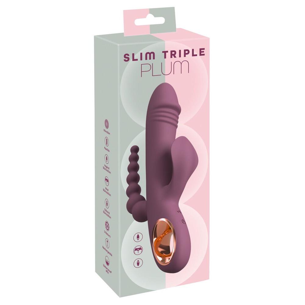 Slim Triple Rabbitvibrator - Plum