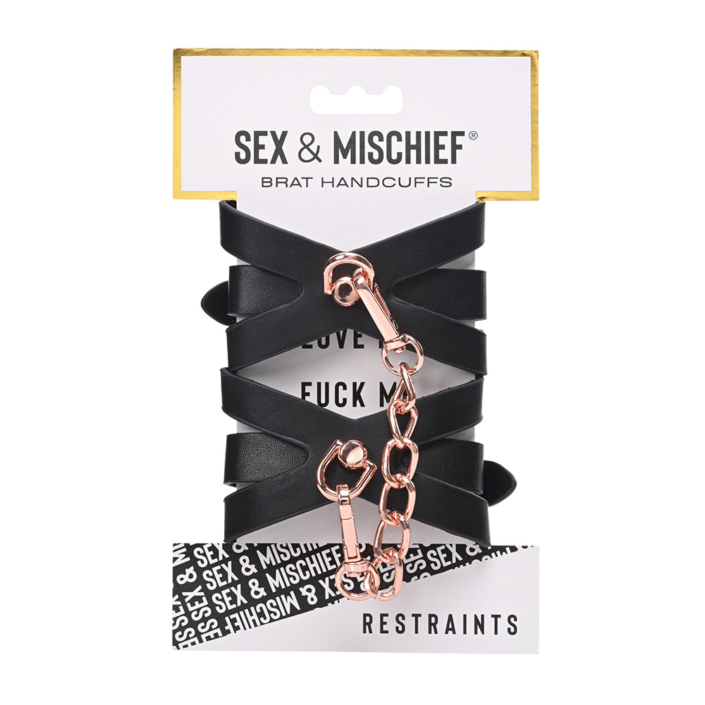 Sportsheets - S&M Brat Handcuffs Black