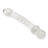 Klar, kuleformet glassdildo fra Fifty Shades of Grey med buet design og gradvise kuler.