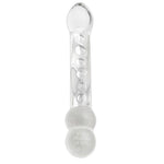 Klar glassdildo med kuleformet design og "Fifty Shades of Grey" logo på basen.