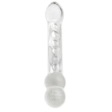 Klar glassdildo med kuleformet design og "Fifty Shades of Grey" logo på basen.