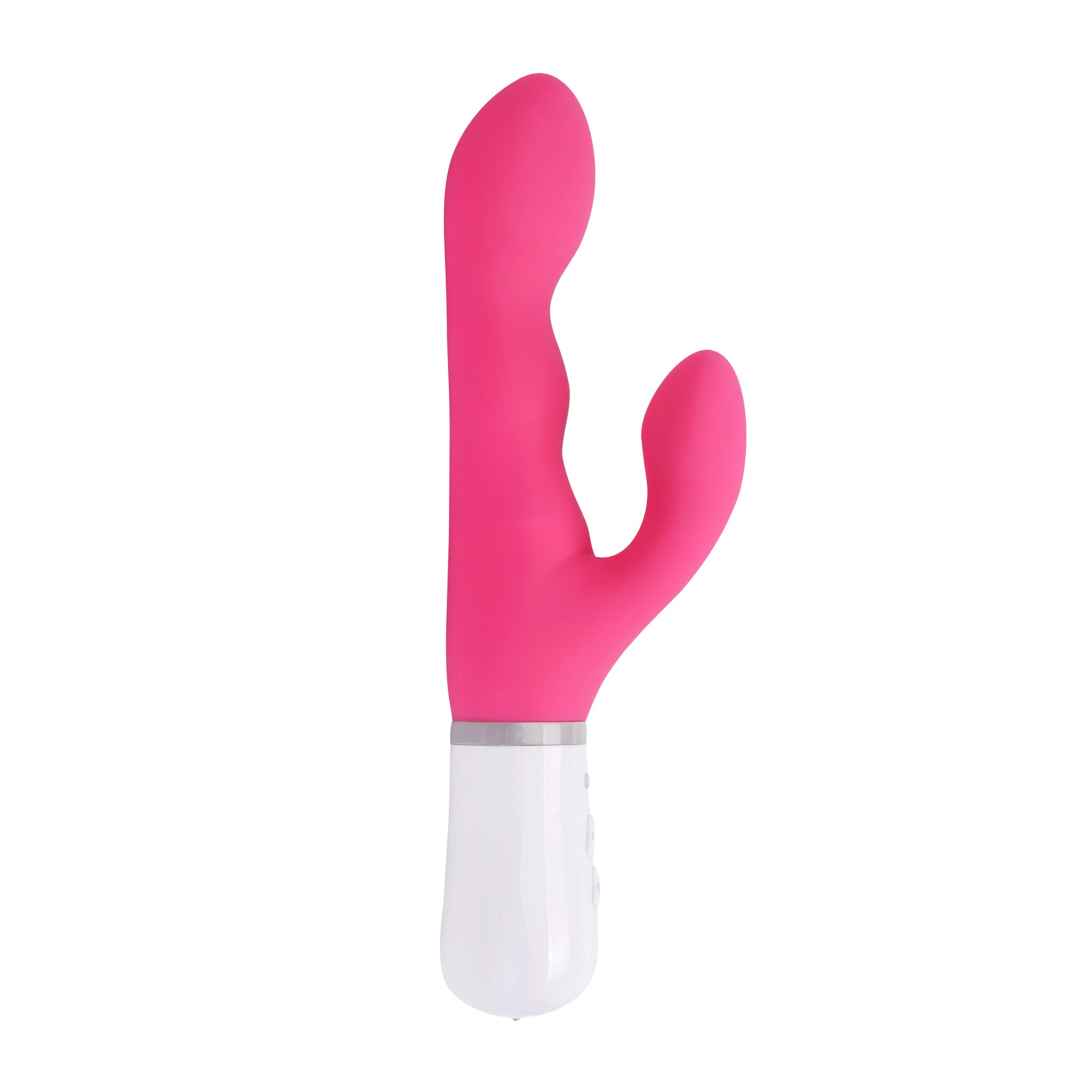 Lovense Nora rabbitvibrator i rosa silikon med hvit base og kontrollknapper.