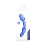 Blå, håndblåst glassdildo med kurvet design og G-punkt/prostata-stimulering, 7 tommer lang.