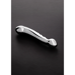 Eleven dobbeltsidig metall-dildo i speilpolert rustfritt stål, 27 cm, med riller og avrundet ende.