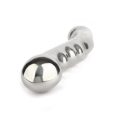 Elegant Eleven 28cm tung dildo i skinnende kirurgisk rustfritt stål med ergonomisk design.