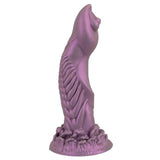 Metallisk lilla Alien Phallus fantasidildo med strukturert skaft og sugekopp.