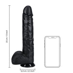 Ekstra Stor Rett Dildo med Baller Sort - 33 cm