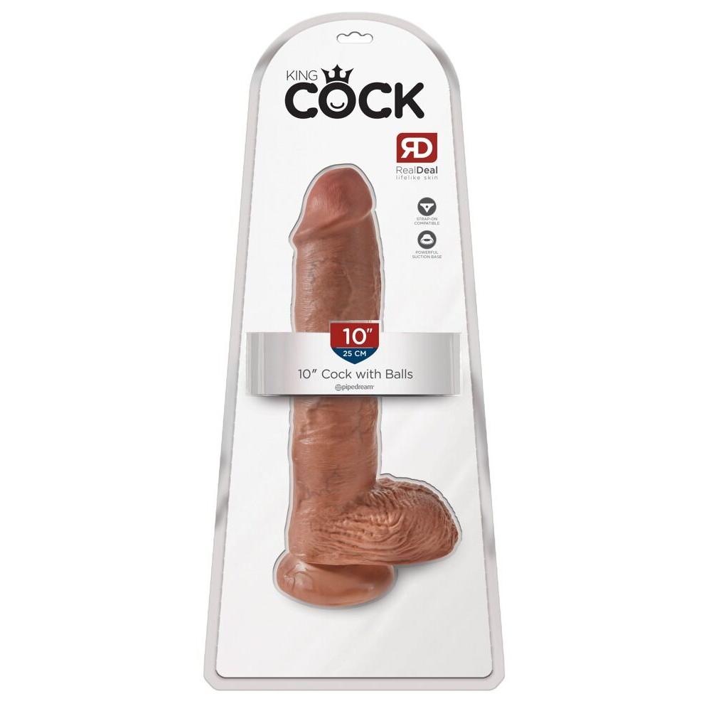 King Cock Stor Dildo med Baller Tan - 10 Inch