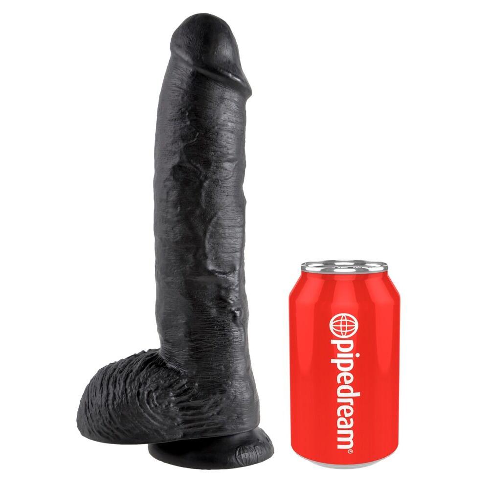 King Cock Stor Dildo med Baller Sort - 10 Inch