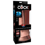 King Cock Plus 8-tommers trippel tetthet dildo med realistiske baller og sugekoppbase i hudfarge.