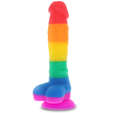 Rainbow Lover Dildo med Baller - 18 cm