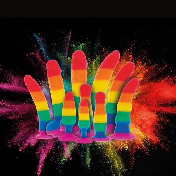 Rainbow Lover Dildo med Baller - 18 cm