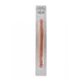 Realistisk, hudfarget 35 cm dobbel dildo i PVC med åretekstur, i forpakning.