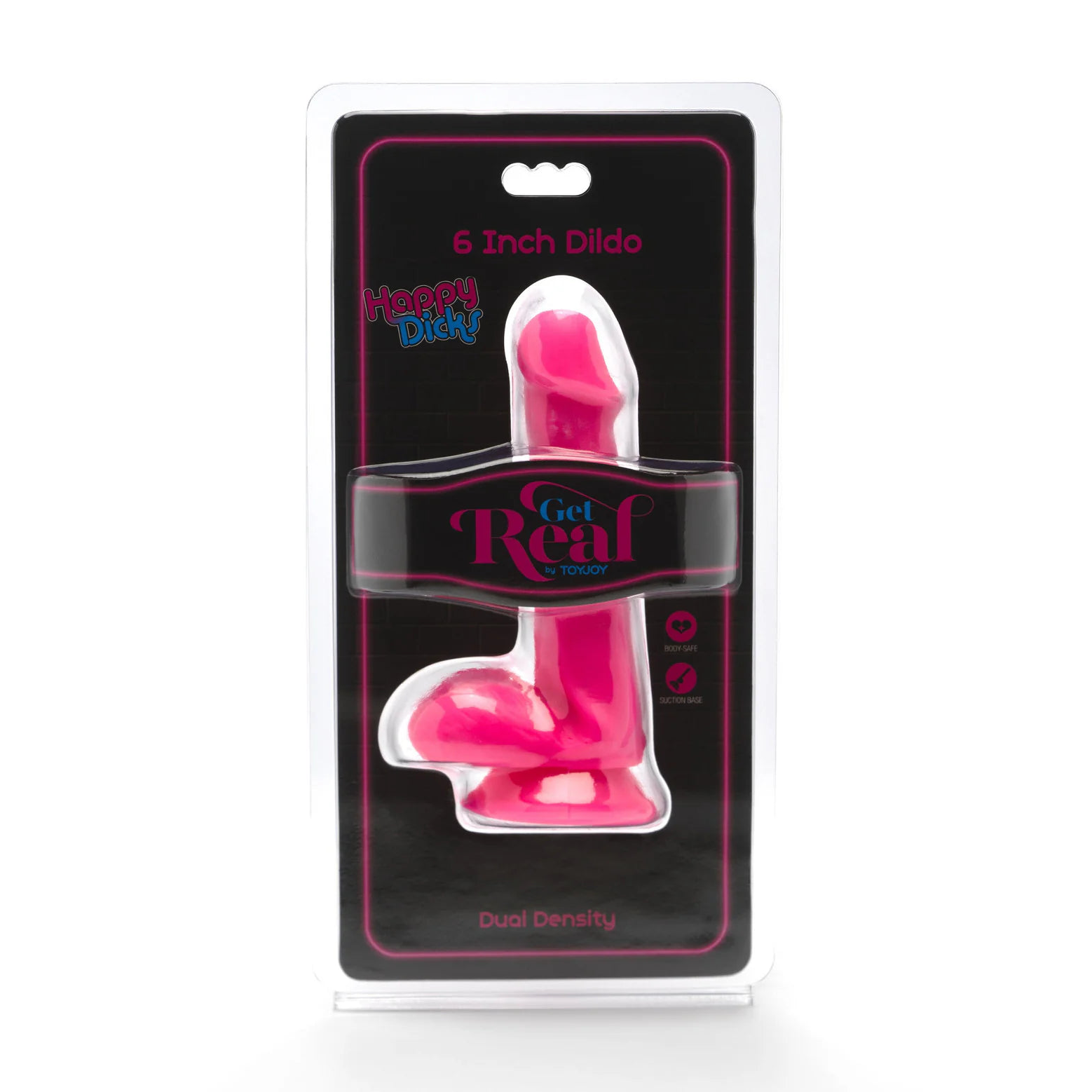 Happy Dicks Dildo med Baller Rosa - 15 cm