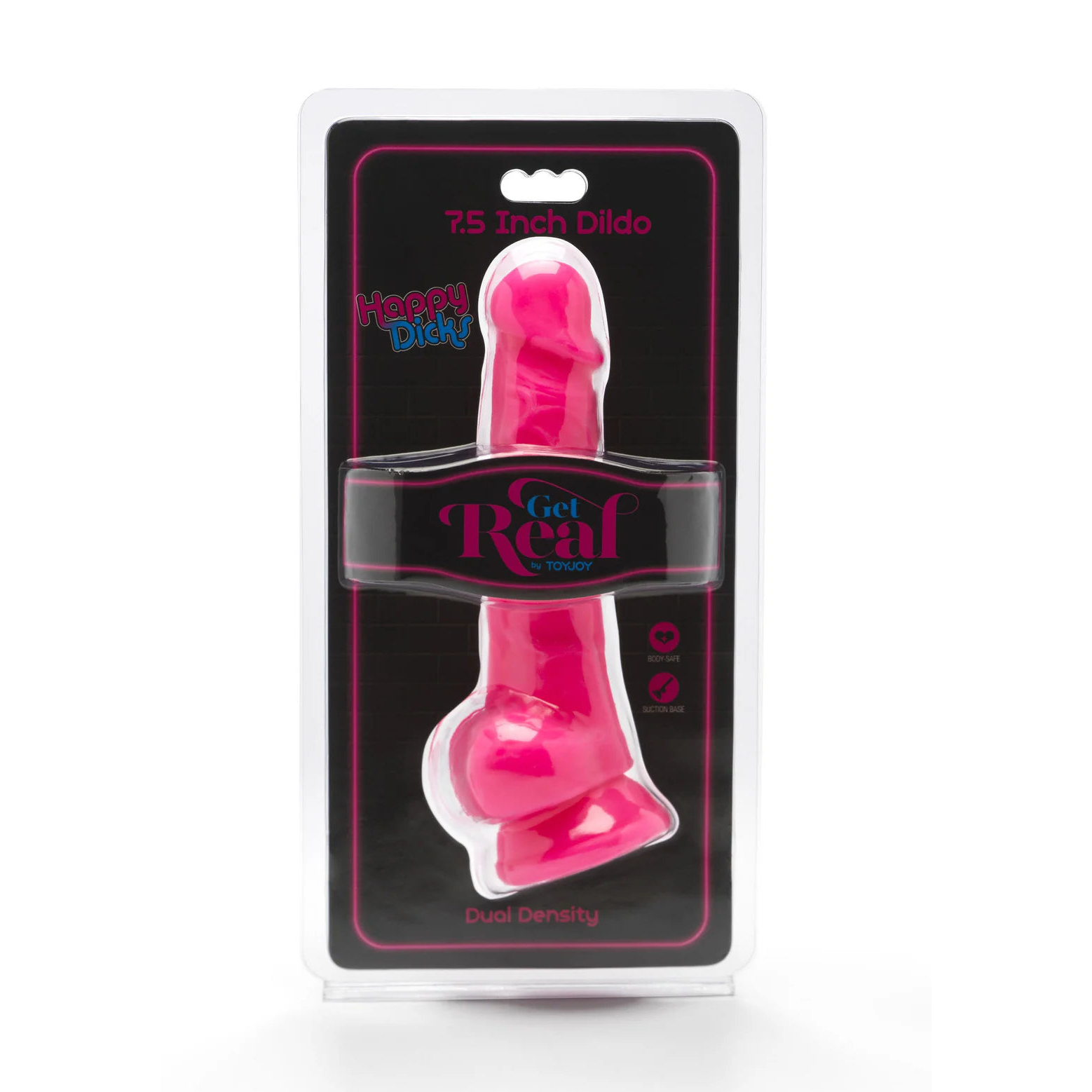 Happy Dicks Dildo med Baller Rosa - 19 cm