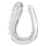 Gjennomsiktig, fleksibel TPE dobbeltdildo, 44 cm lang, med realistiske årer og hoder i begge ender.