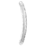 Gjennomsiktig, fleksibel dobbeltdildo i TPE, 46 cm lang med årer og markerte hoder.