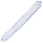 Klar Doc Johnson Jr. Double Dong dobbeldildo i fleksibel PVC, 30 cm, med realistiske årer.