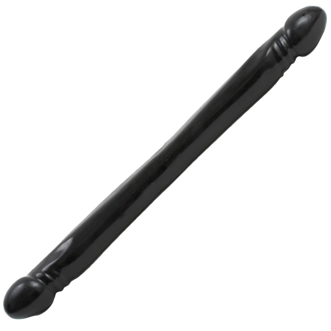 Svart, glatt Dobbeldildo Smooth Double Header i 45 cm lengde med realistiske penishoder.