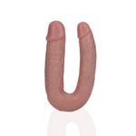Kjøttfarget U-formet dobbeldildo i realistisk design med markerte årer, 12,7 cm lang.