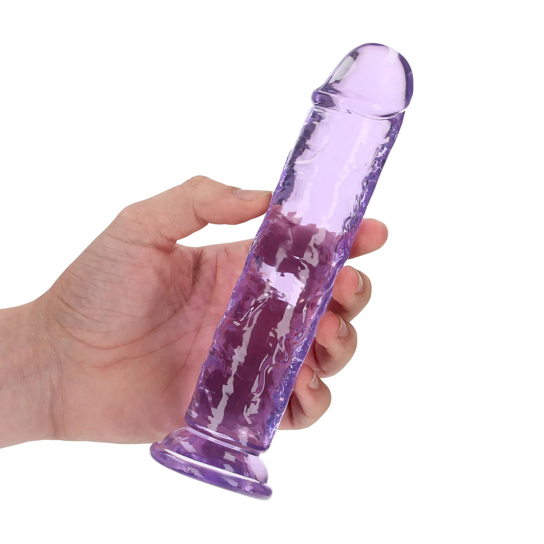 Klarlilla realistisk dildo ? 18 cm med sugekopp