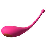 Rosa silikon Palpitation vibrerende egg med App, diskret design og gullfarget detalj.
