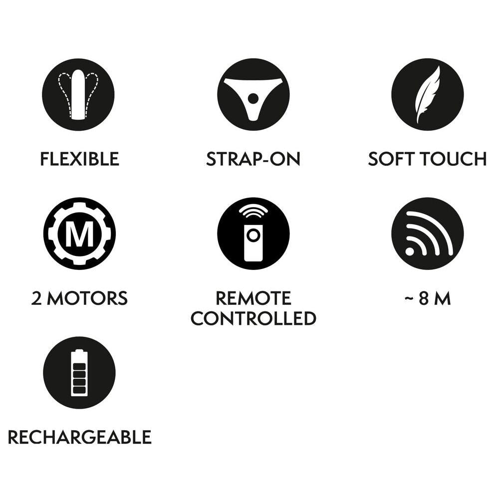 3-delt Strap-On Set med Vibrator