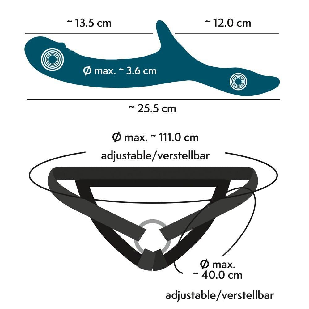 3-delt Strap-On Set med Vibrator