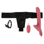 3-delt Strap-On Set med Støtvibrator, Harness og Fjernkontroll