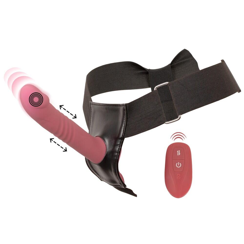 3-delt Strap-On Set med Støtvibrator, Harness og Fjernkontroll