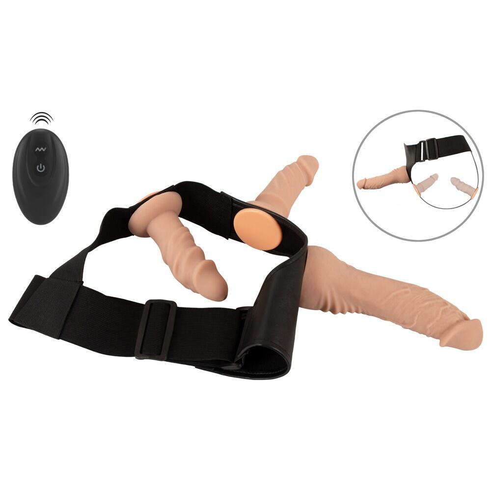 4-delt Strap-On Set med String, RC-Vibrator og 2 Dildoer