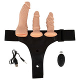 4-delt Strap-On Set med String, RC-Vibrator og 2 Dildoer
