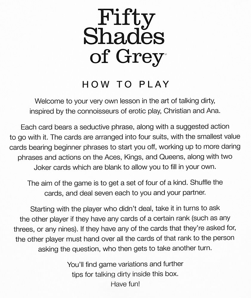 Play Nice Talk Dirty Inspiration Cards fra Fifty Shades of Grey