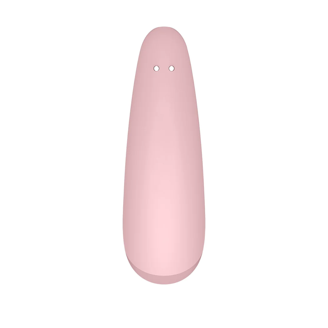 Rosa Satisfyer Curvy 2+ lufttrykksvibrator og G-punkt stimulator med C-formet design.