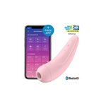 Rosa Satisfyer Curvy 2+ lufttrykksvibrator med G-punktstimulator og Bluetooth-appkontroll.