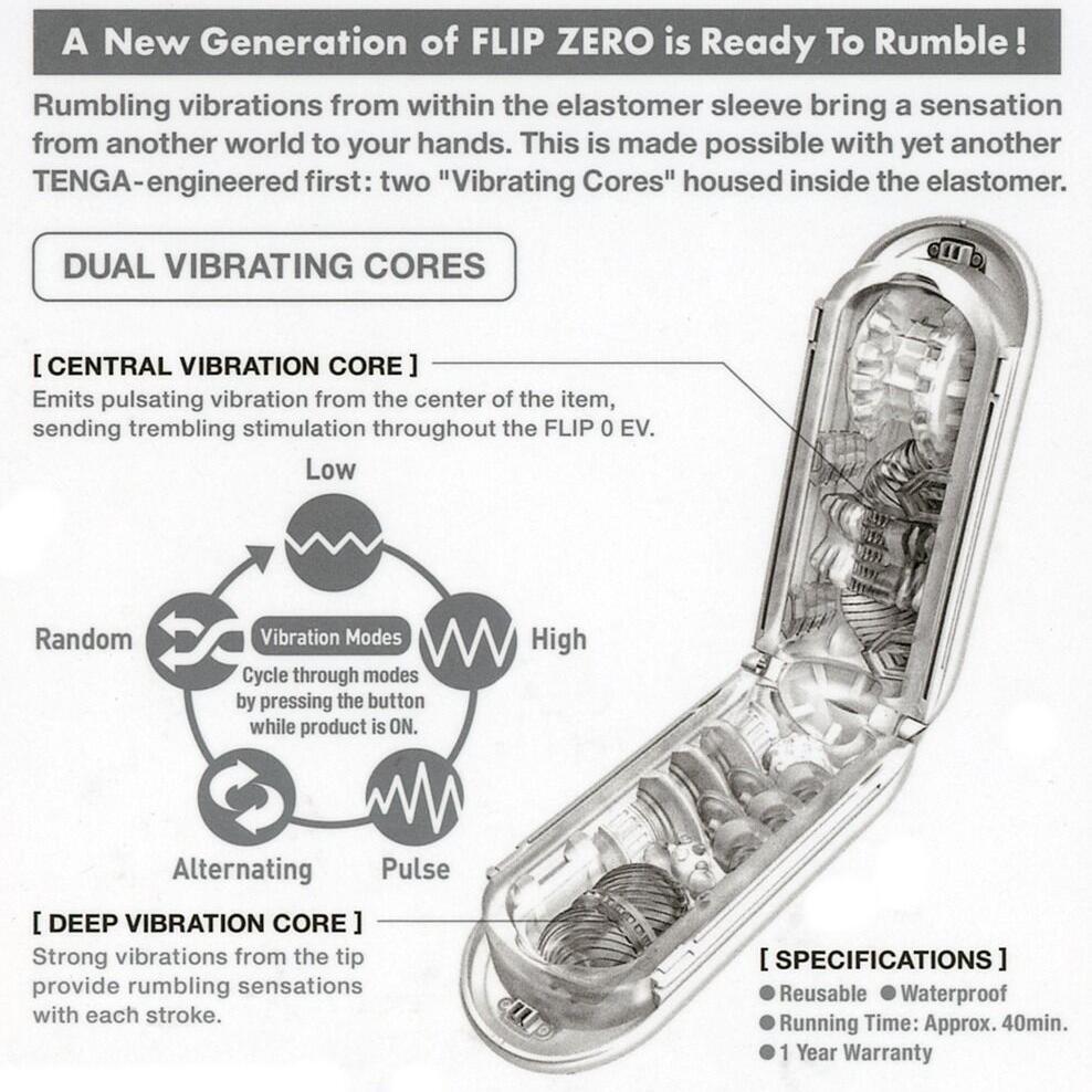 Tenga Flip Zero EV med Vibrator - Hvit